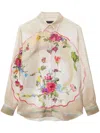 Msgm Floral-print Long-sleeve Shirt In Neutrals