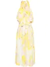 Msgm Floral-print Maxi Dress In Yellow