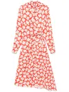 Msgm Floral-printed Dart Detailed Midi Dress In Orange