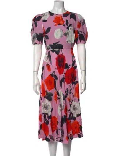 Pre-owned Msgm Floral Print Midi Length Dress In Pink