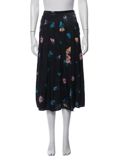 Pre-owned Msgm Floral Print Midi Length Skirt In Black