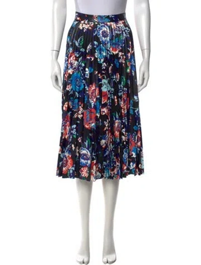 Pre-owned Msgm Floral Print Midi Length Skirt In Blue
