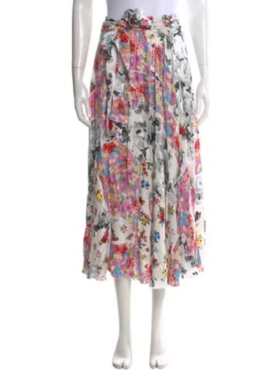 Pre-owned Msgm Floral Print Midi Length Skirt In Multi