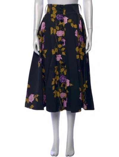 Pre-owned Msgm Floral Print Midi Length Skirt In Multi