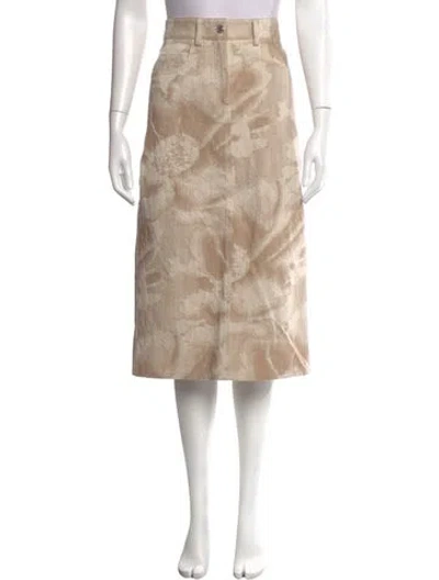 Pre-owned Msgm Floral Print Midi Length Skirt In Neutrals