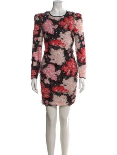Pre-owned Msgm Floral Print Mini Dress In Black