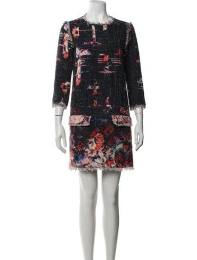 Pre-owned Msgm Floral Print Mini Dress In Blue