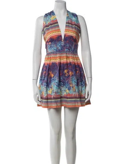 Pre-owned Msgm Floral Print Mini Dress In Blue/pink