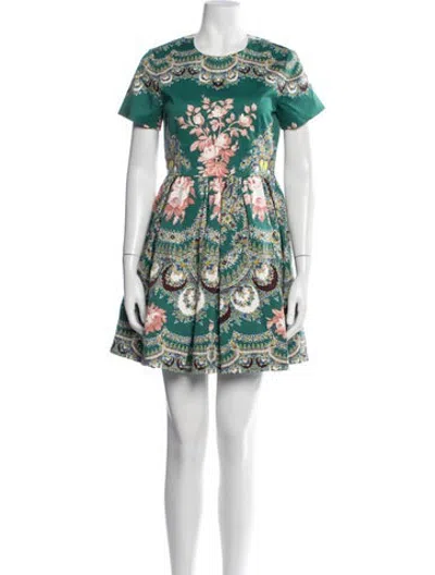 Pre-owned Msgm Floral Print Mini Dress In Green