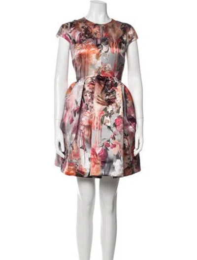 Pre-owned Msgm Floral Print Mini Dress In Grey