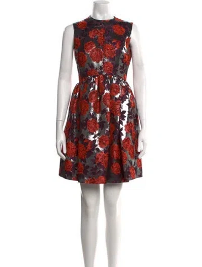 Pre-owned Msgm Floral Print Mini Dress In Multicolor
