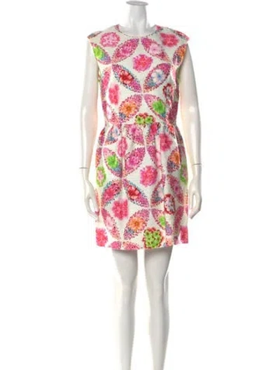 Pre-owned Msgm Floral Print Mini Dress In Pink