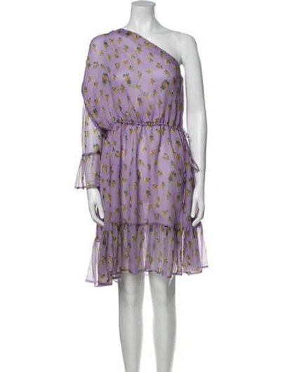 Pre-owned Msgm Floral Print Mini Dress In Purple