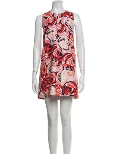 Pre-owned Msgm Floral Print Mini Dress In Red