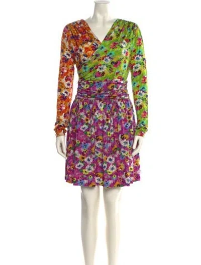 Pre-owned Msgm Floral Print Mini Dress W/ Tags In Multi