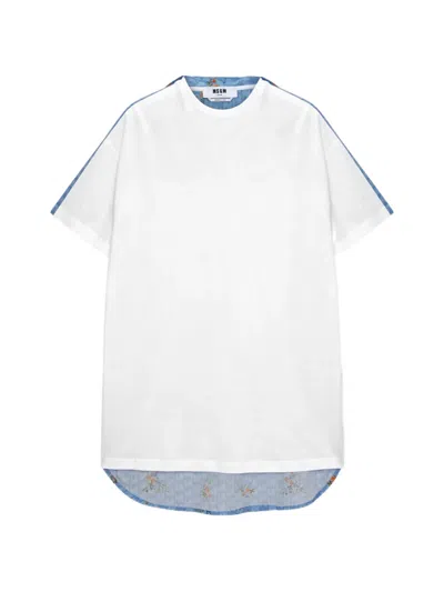 Msgm Floral-print Mini Dress In White