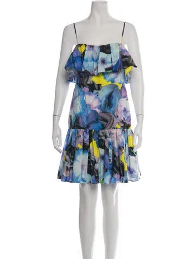 Pre-owned Msgm Floral Print Mini Dress In White