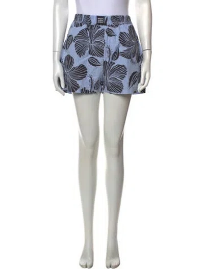 Pre-owned Msgm Floral Print Mini Shorts In Blue