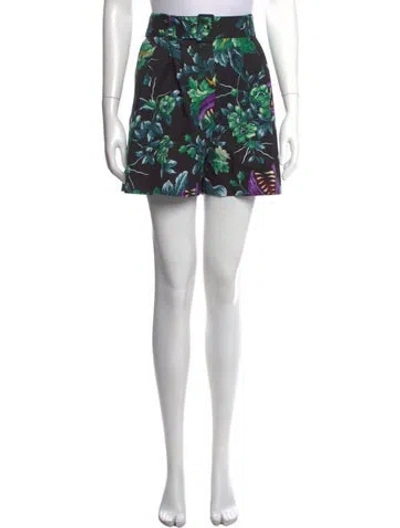 Pre-owned Msgm Floral Print Mini Shorts In Green