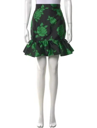 Pre-owned Msgm Floral Print Mini Skirt In Black