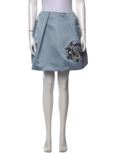 Pre-owned Msgm Floral Print Mini Skirt In Blue