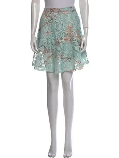 Pre-owned Msgm Floral Print Mini Skirt In Green