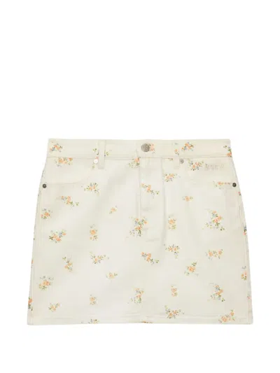 Msgm Floral-print Mini Skirt In Neutral
