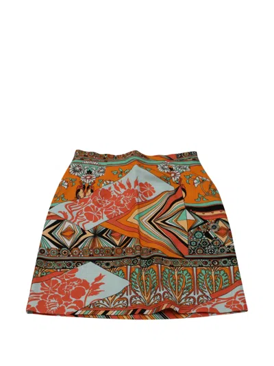 Pre-owned Msgm Floral-print Mini Skirt In Orange