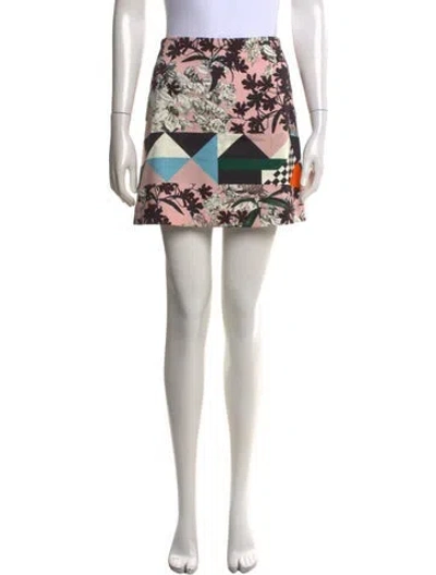Pre-owned Msgm Floral Print Mini Skirt In White
