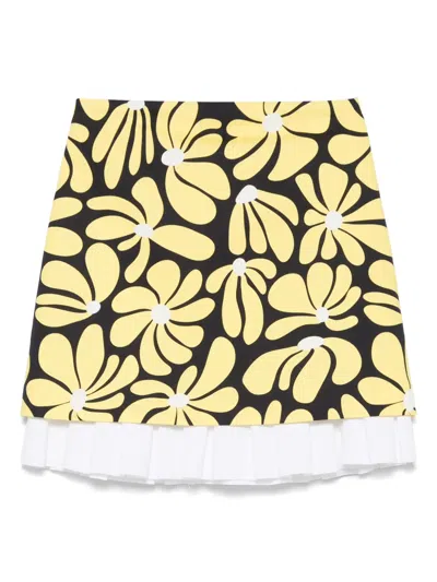 Msgm Floral-print Mini Skirt In Yellow