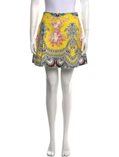 Pre-owned Msgm Floral Print Mini Skirt In Yellow