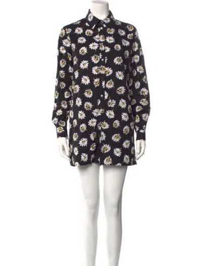 Pre-owned Msgm Floral Print Romper In Black