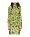 Msgm Floral-print Ruched Slim Shirt In Green