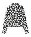 Msgm White Cotton Shirt With Black Floral Print In Black