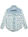 Msgm Floral-print Shirt In Blue