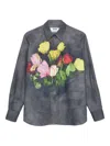 Msgm Floral-print Shirt In Gray