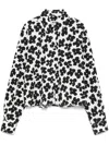 Msgm White Cotton Shirt With Black Floral Print In White