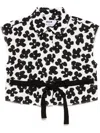 Msgm White Cotton Shirt With Black Floral Print In White