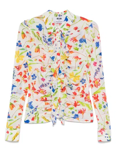 Msgm Floral-print Shirt In Multi