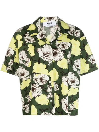 Msgm Cotton Shirt In Multicolour