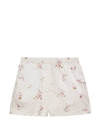 Msgm Floral-print Shorts In Neutral