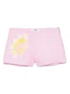 Msgm Floral-print Shorts In Pink