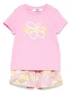 Msgm Floral-print Shorts Set In Pink