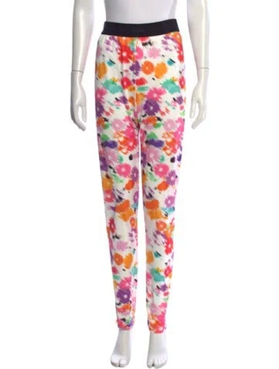 Pre-owned Msgm Floral Print Straight Leg Pants In Multicolor