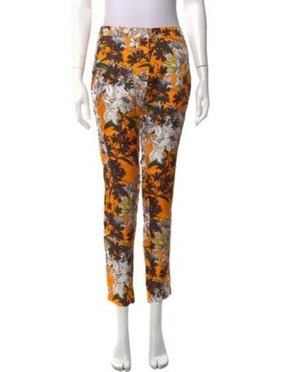 Pre-owned Msgm Floral Print Straight Leg Pants In Yellow