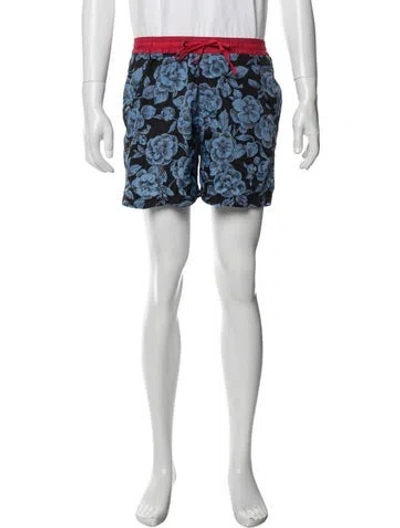 Pre-owned Msgm Floral Print Swim Trunks In Blue