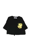 Msgm Floral-print T-shirt In Black