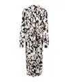 Msgm Floral-print Tie-fastening Cady Midi Dress In White