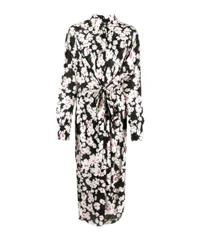 MSGM FLORAL-PRINT TIE-FASTENING CADY MIDI DRESS