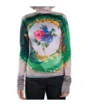 Msgm Floral-print High-neck T-shirt In Gray